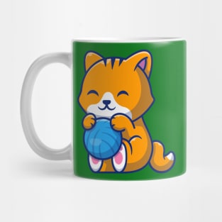 Cute Cat Playing Ball Cartoon (6) Mug